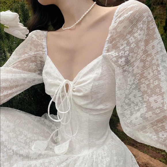 Floral Puff-Sleeve Midi Dress - Picture 1 of 8